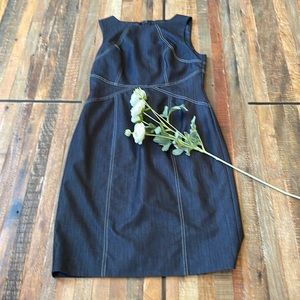 Blue with white detail sheath dress